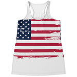 Grunge Flag Of USA Print Women's Racerback Tank Top