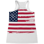 Grunge Flag Of USA Print Women's Racerback Tank Top
