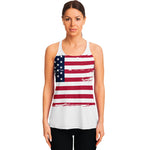 Grunge Flag Of USA Print Women's Racerback Tank Top