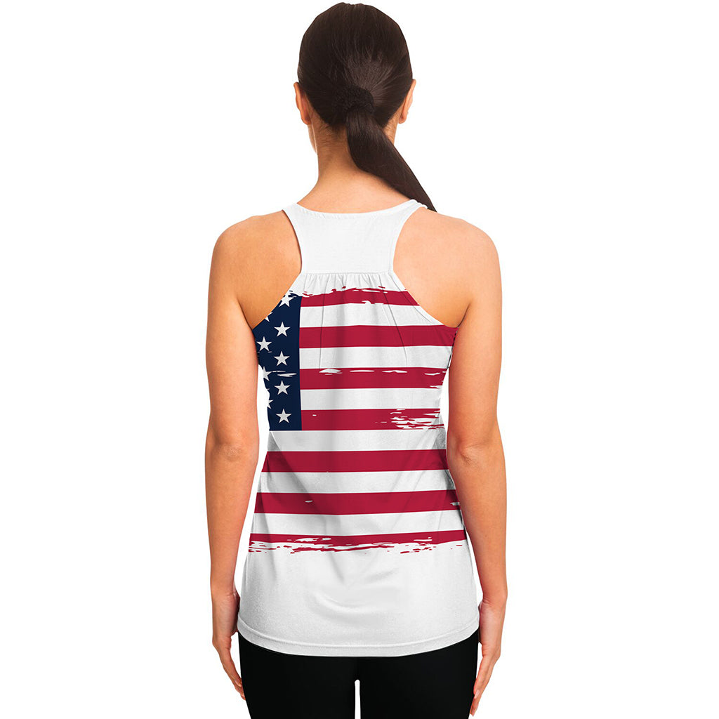 Grunge Flag Of USA Print Women's Racerback Tank Top