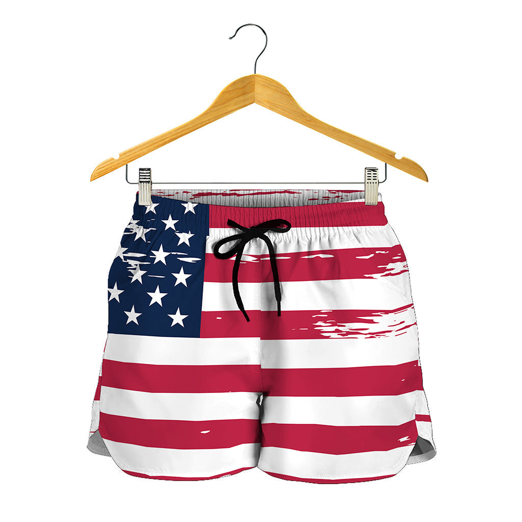 Grunge Flag Of USA Print Women's Shorts
