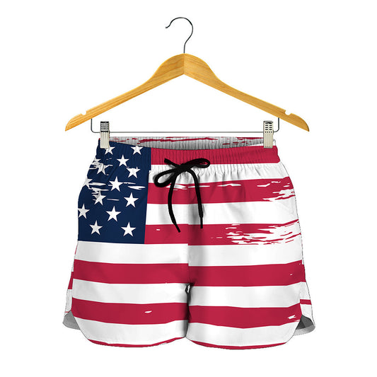 Grunge Flag Of USA Print Women's Shorts