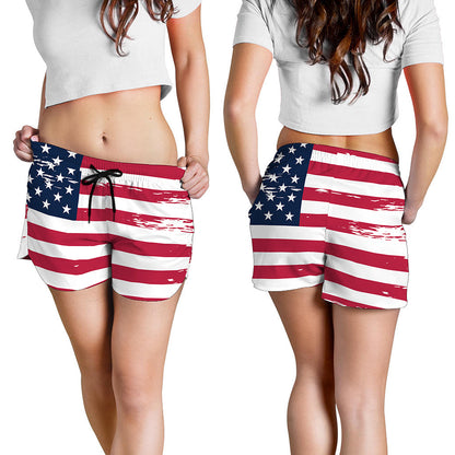 Grunge Flag Of USA Print Women's Shorts