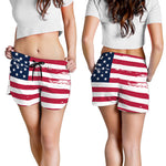 Grunge Flag Of USA Print Women's Shorts