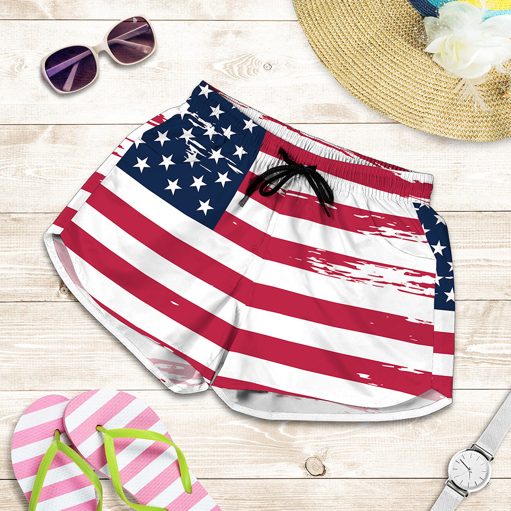 Grunge Flag Of USA Print Women's Shorts
