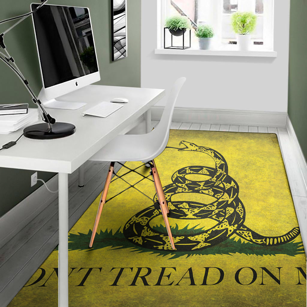 Grunge Gadsden Flag Print Area Rug