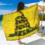 Grunge Gadsden Flag Print Beach Sarong Wrap