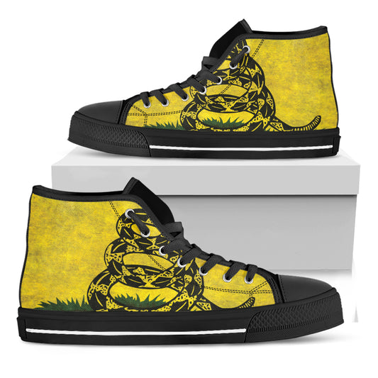 Grunge Gadsden Flag Print Black High Top Shoes