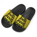Grunge Gadsden Flag Print Black Slide Sandals