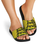 Grunge Gadsden Flag Print Black Slide Sandals