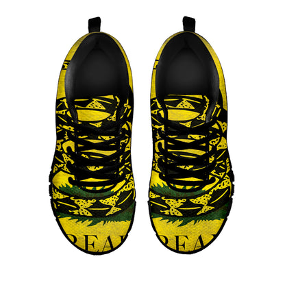 Grunge Gadsden Flag Print Black Sneakers