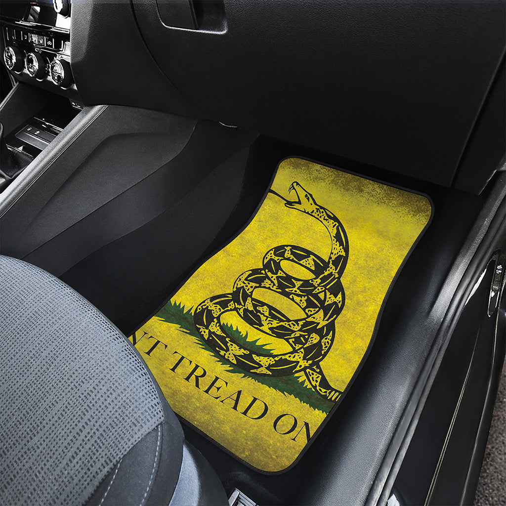 Grunge Gadsden Flag Print Front and Back Car Floor Mats