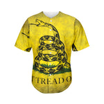 Grunge Gadsden Flag Print Men's Baseball Jersey
