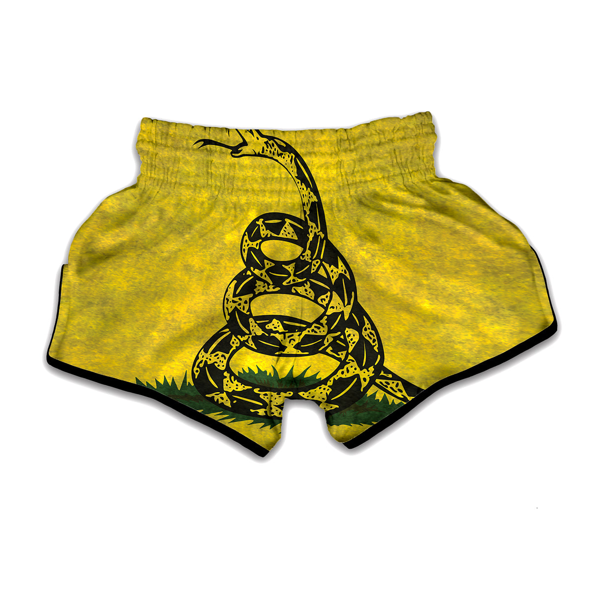 Grunge Gadsden Flag Print Muay Thai Boxing Shorts