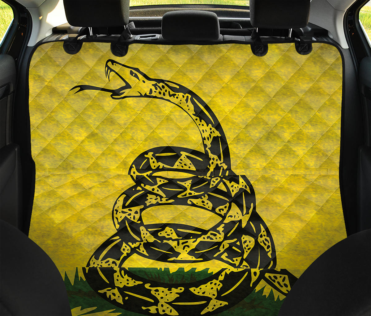 Grunge Gadsden Flag Print Pet Car Back Seat Cover