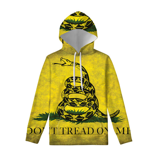 Grunge Gadsden Flag Print Pullover Hoodie