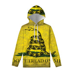 Grunge Gadsden Flag Print Pullover Hoodie