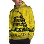 Grunge Gadsden Flag Print Pullover Hoodie