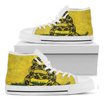 Grunge Gadsden Flag Print White High Top Shoes