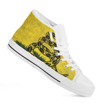 Grunge Gadsden Flag Print White High Top Shoes
