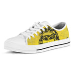 Grunge Gadsden Flag Print White Low Top Shoes