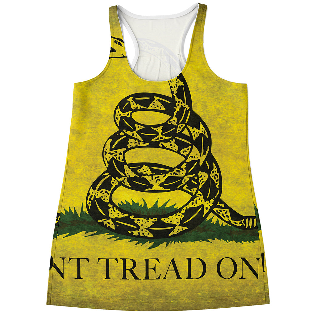 Grunge Gadsden Flag Print Women's Racerback Tank Top