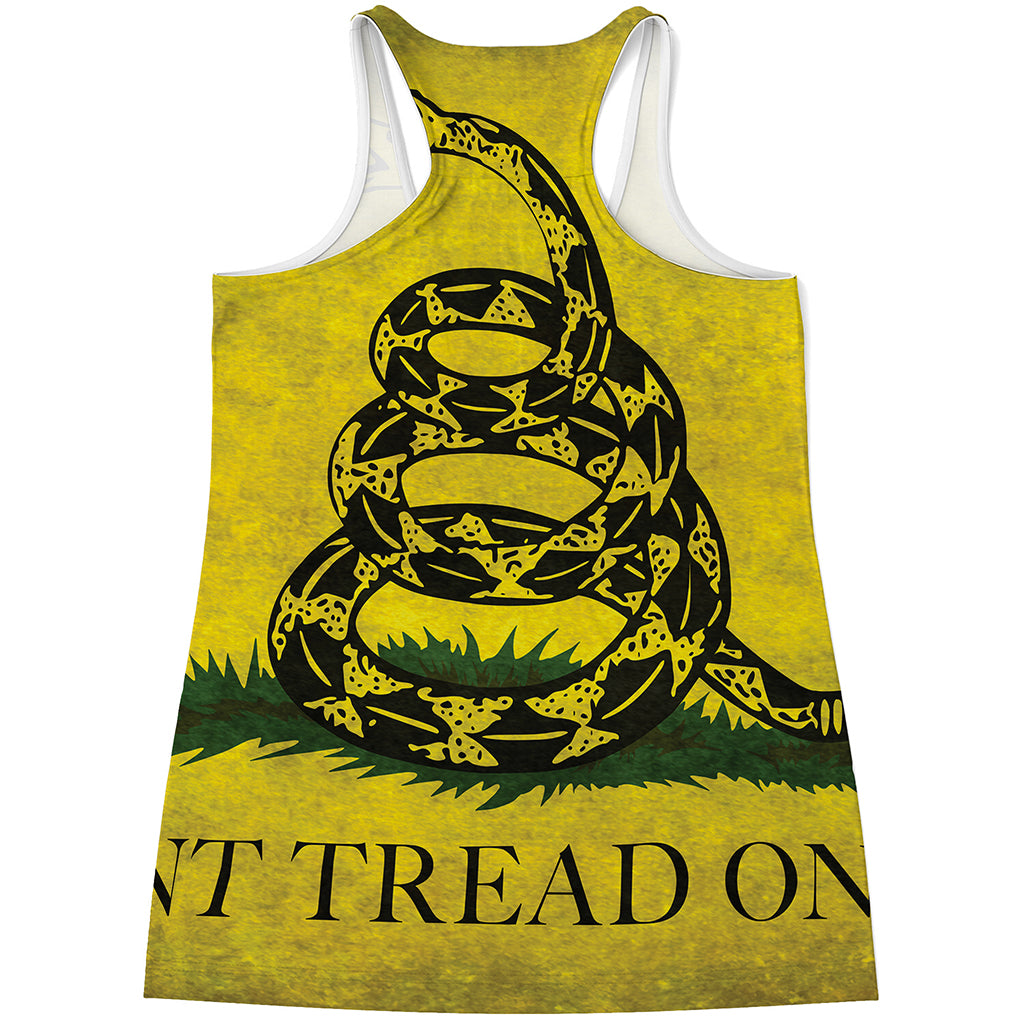 Grunge Gadsden Flag Print Women's Racerback Tank Top