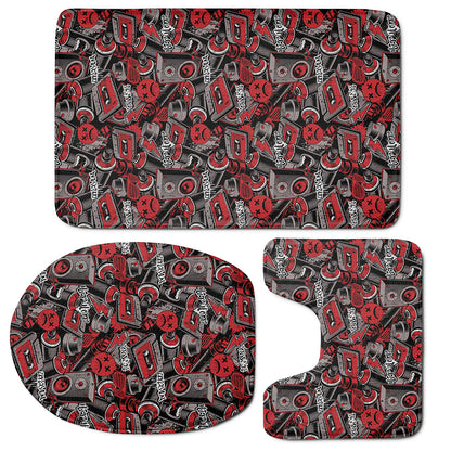 Grunge Graffiti Pattern Print 3 Piece Bath Mat Set