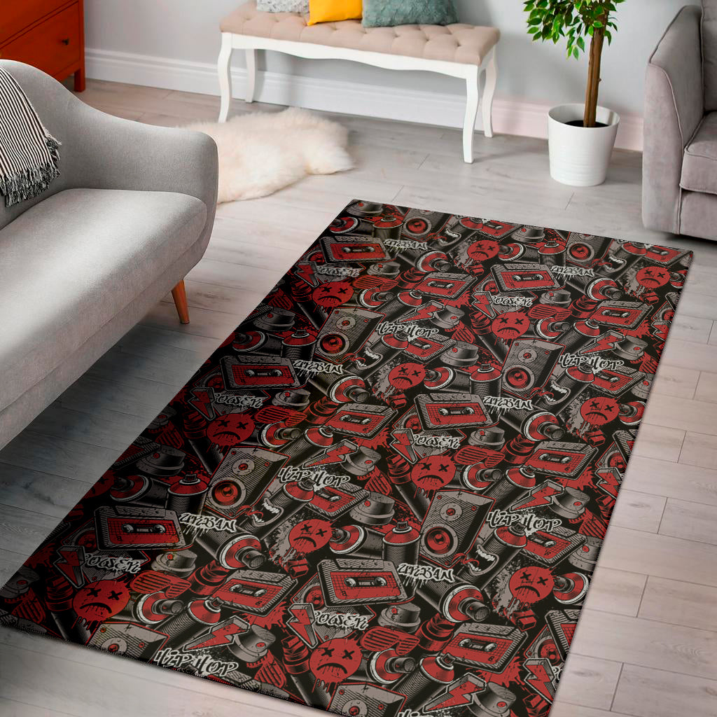 Grunge Graffiti Pattern Print Area Rug