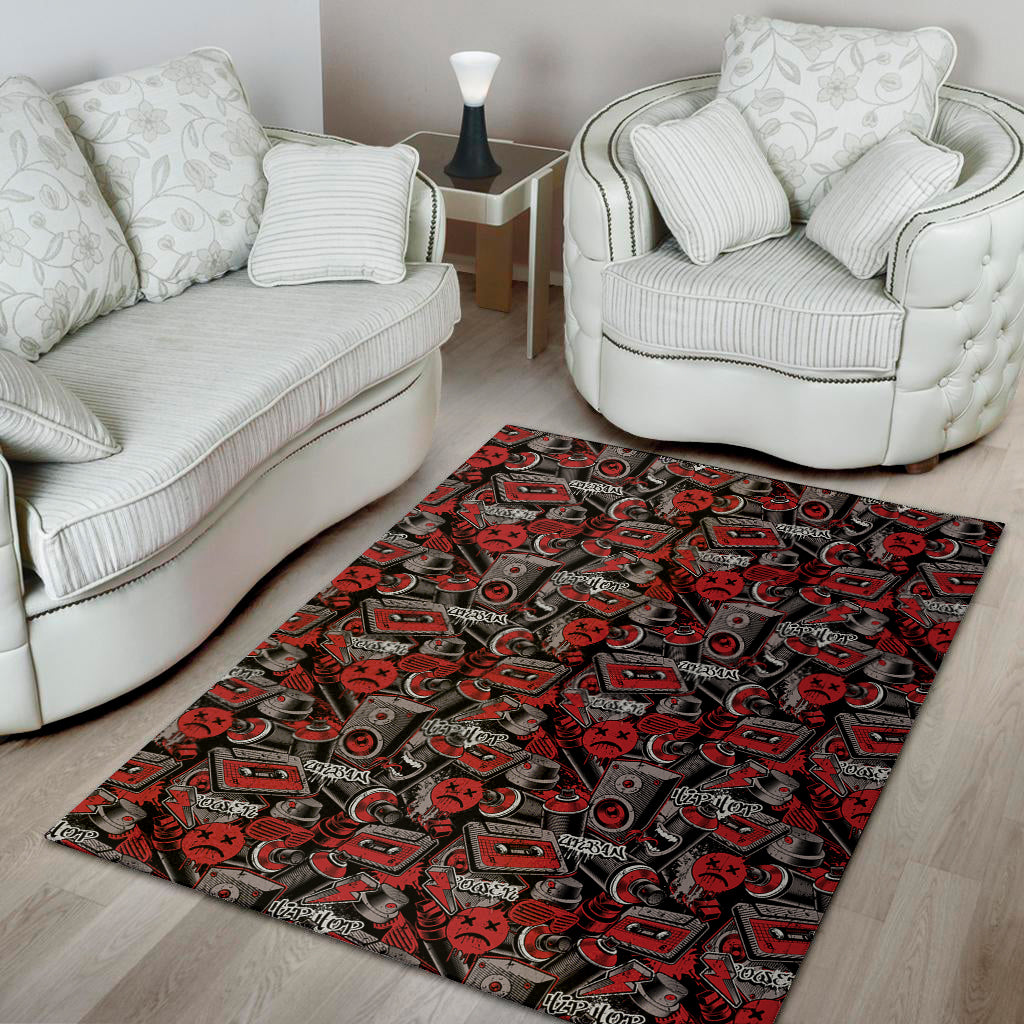 Grunge Graffiti Pattern Print Area Rug