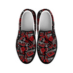 Grunge Graffiti Pattern Print Black Slip On Shoes