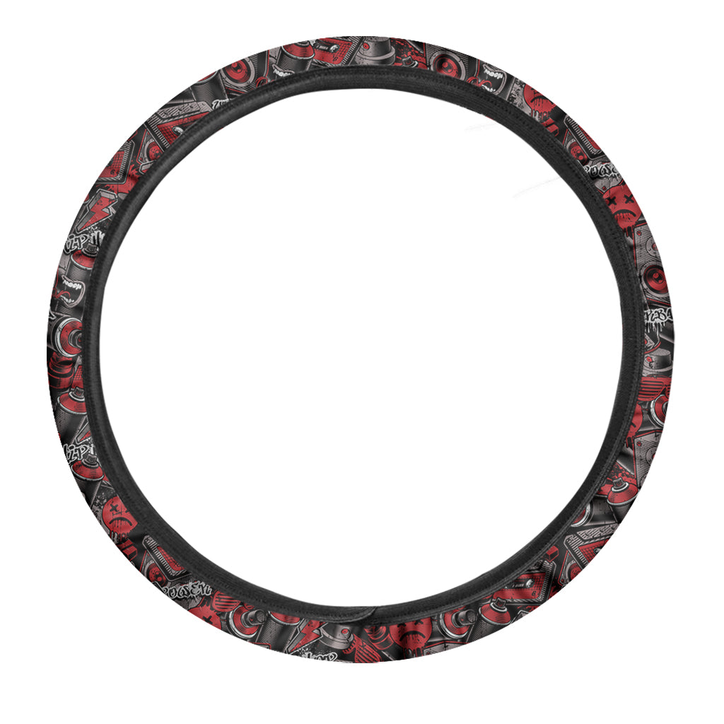Grunge Graffiti Pattern Print Car Steering Wheel Cover