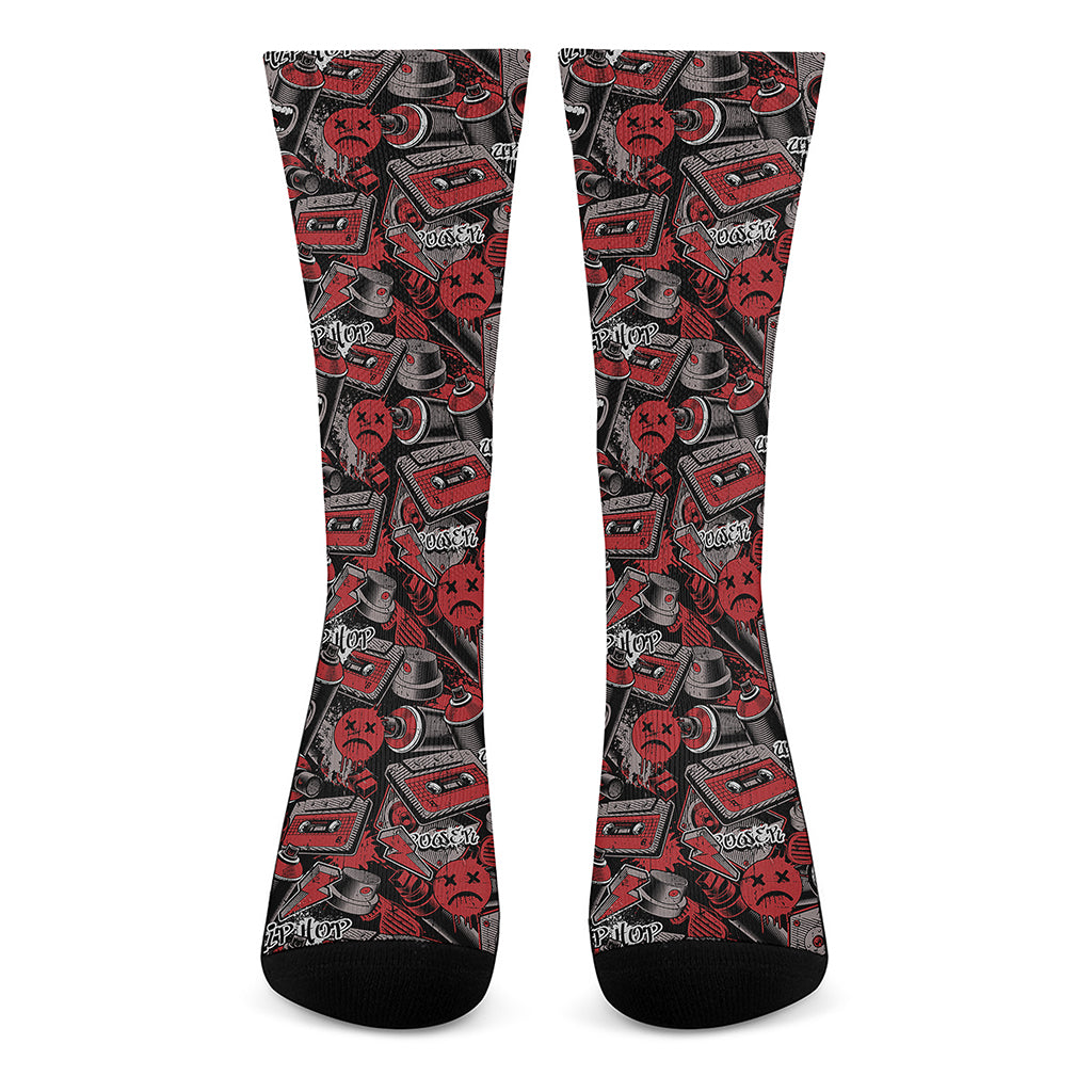 Grunge Graffiti Pattern Print Crew Socks