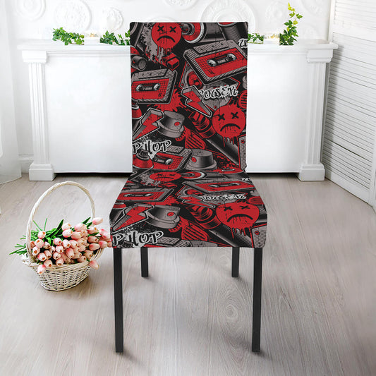 Grunge Graffiti Pattern Print Dining Chair Slipcover