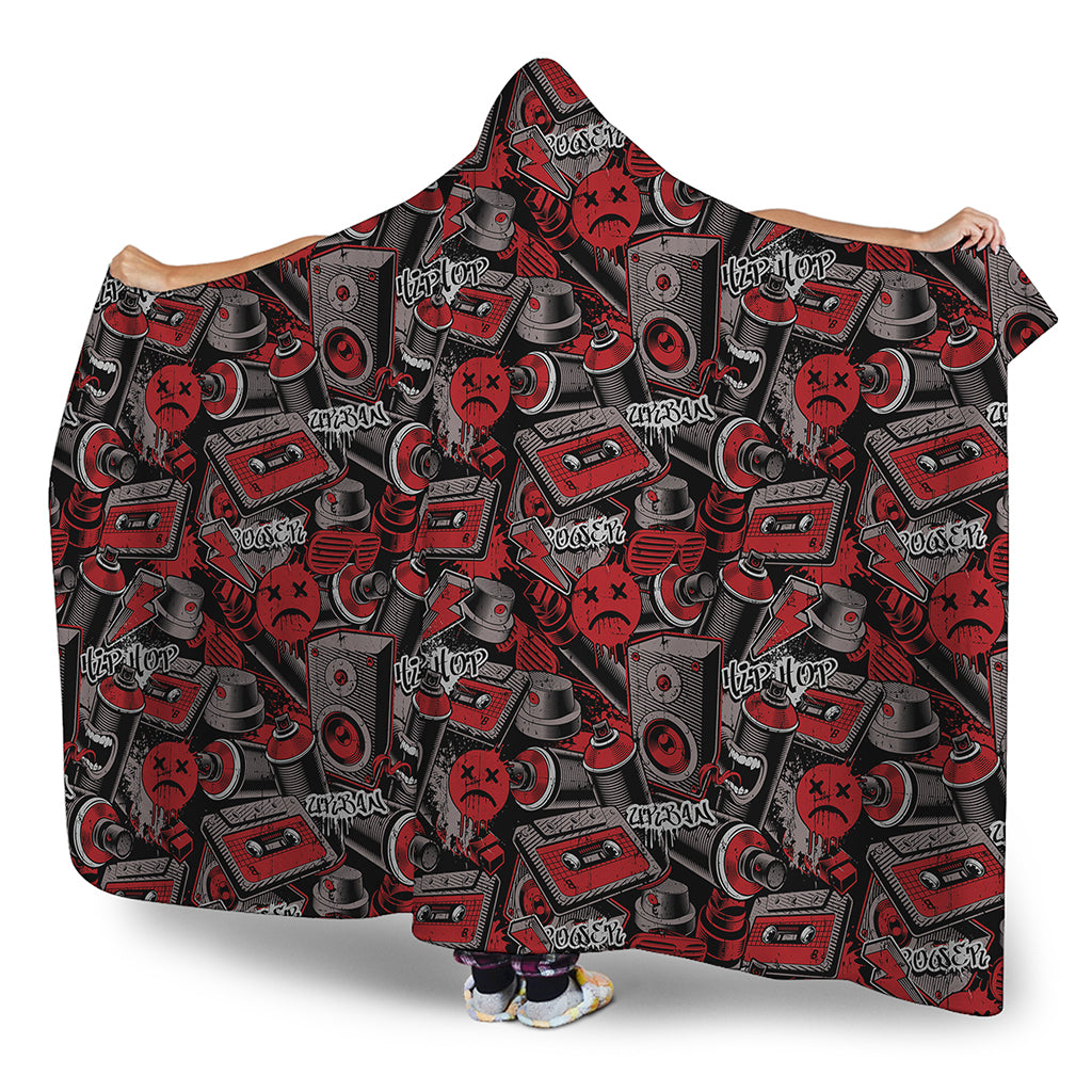 Grunge Graffiti Pattern Print Hooded Blanket