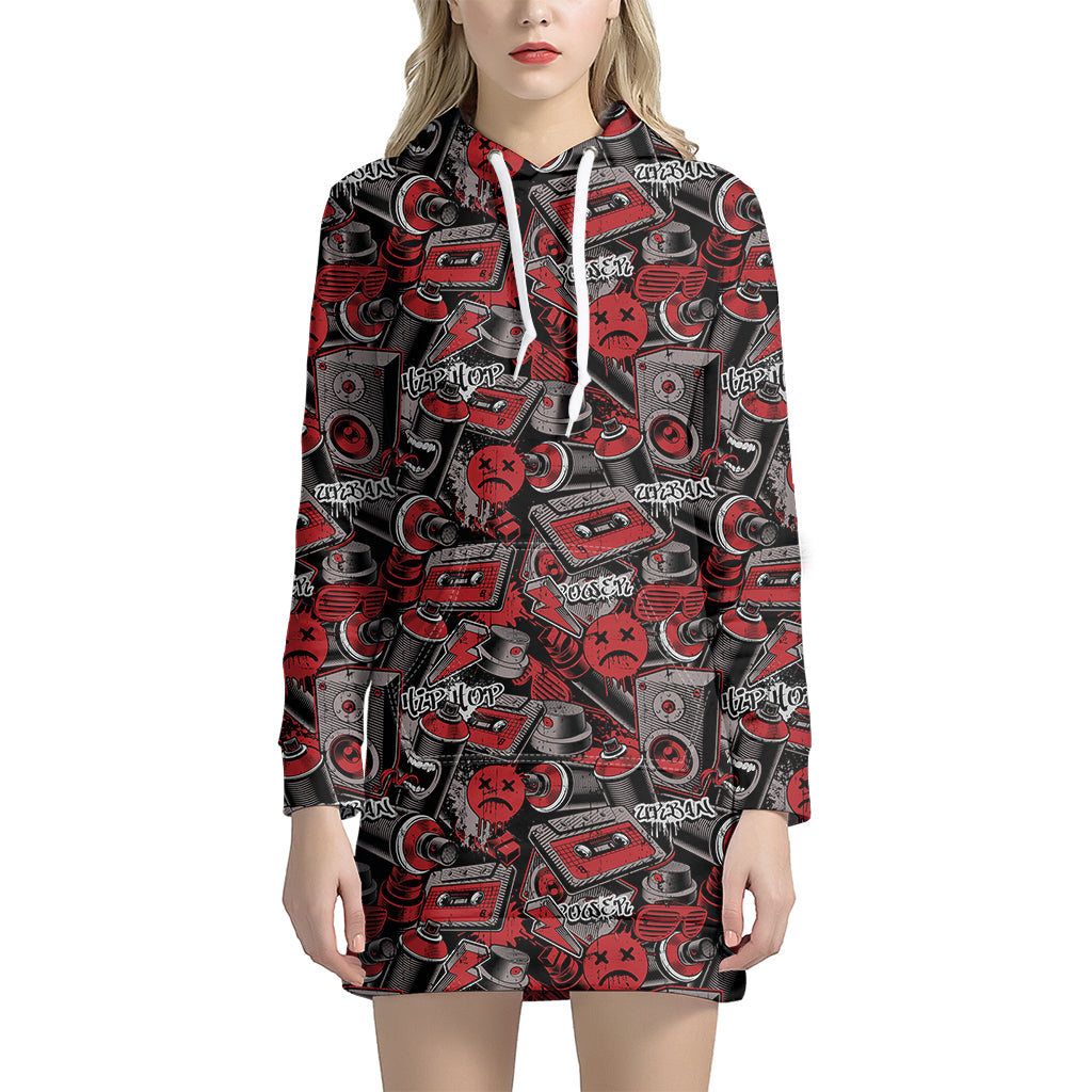 Grunge Graffiti Pattern Print Hoodie Dress