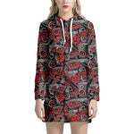 Grunge Graffiti Pattern Print Hoodie Dress