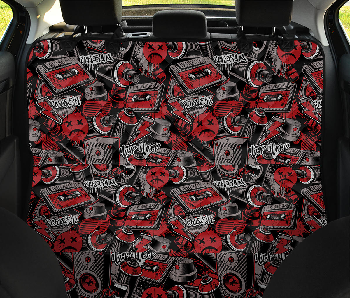 Grunge Graffiti Pattern Print Pet Car Back Seat Cover