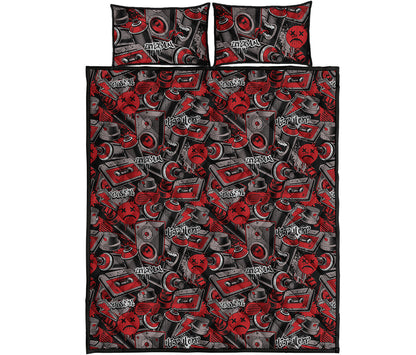 Grunge Graffiti Pattern Print Quilt Bed Set