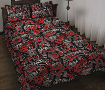 Grunge Graffiti Pattern Print Quilt Bed Set