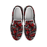 Grunge Graffiti Pattern Print White Slip On Shoes