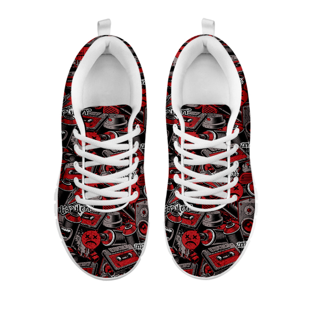 Grunge Graffiti Pattern Print White Sneakers