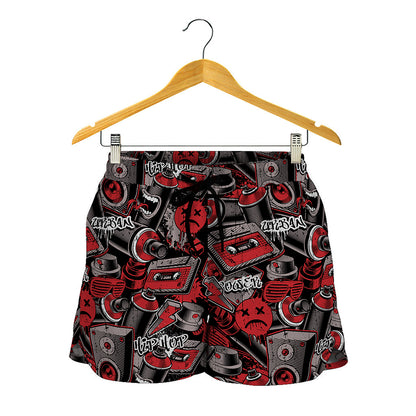 Grunge Graffiti Pattern Print Women's Shorts