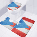 Grunge Puerto Rican Flag Print 3 Piece Bath Mat Set