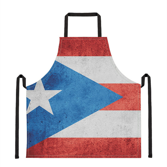 Grunge Puerto Rican Flag Print Apron