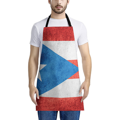 Grunge Puerto Rican Flag Print Apron