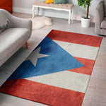 Grunge Puerto Rican Flag Print Area Rug