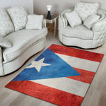 Grunge Puerto Rican Flag Print Area Rug