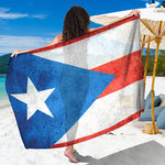 Grunge Puerto Rican Flag Print Beach Sarong Wrap