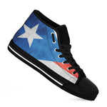 Grunge Puerto Rican Flag Print Black High Top Shoes